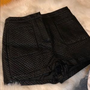 Black shiny high waisted shorts